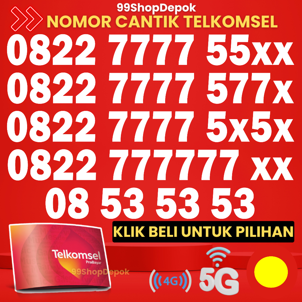Kartu Perdana Nomor Cantik Telkomsel Simpati KODE 250.1 - Nomer Cantik Telkomsel 7777 No Cantik Simp