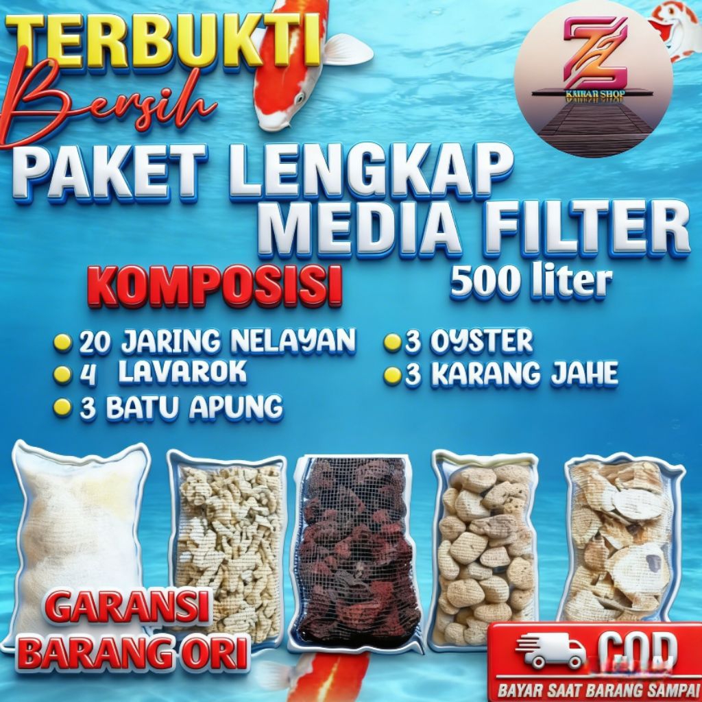 Paket lengkap media filter kolam ikan koi 500 liter
