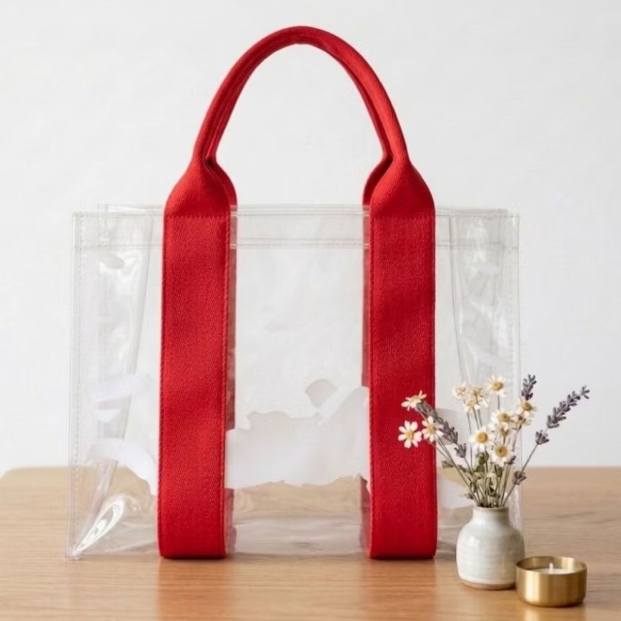 TAS SOVENIR MIKA PVC 0.25 TEBAL TRANSPARAN TOTE BAG HAND BAG WANITA TAS SOUVENIR PERNIKAHAN GOODING 