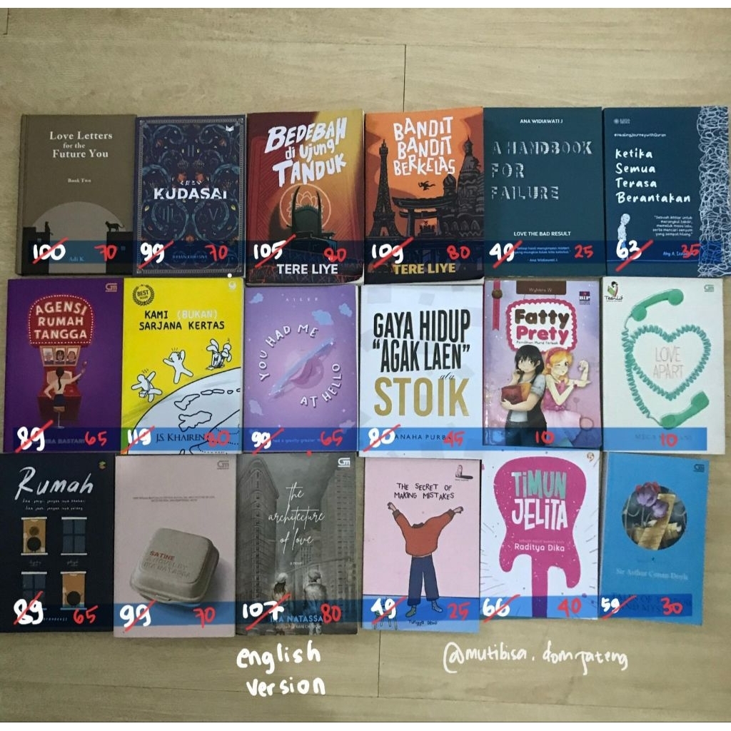 JUAL BUKU NOVEL PRELOVED BEKAS ORIGINAL ASLI MURAH BAGUS SELF IMPROVEMENT FIKSI KUDASAI TERE LIYE NE