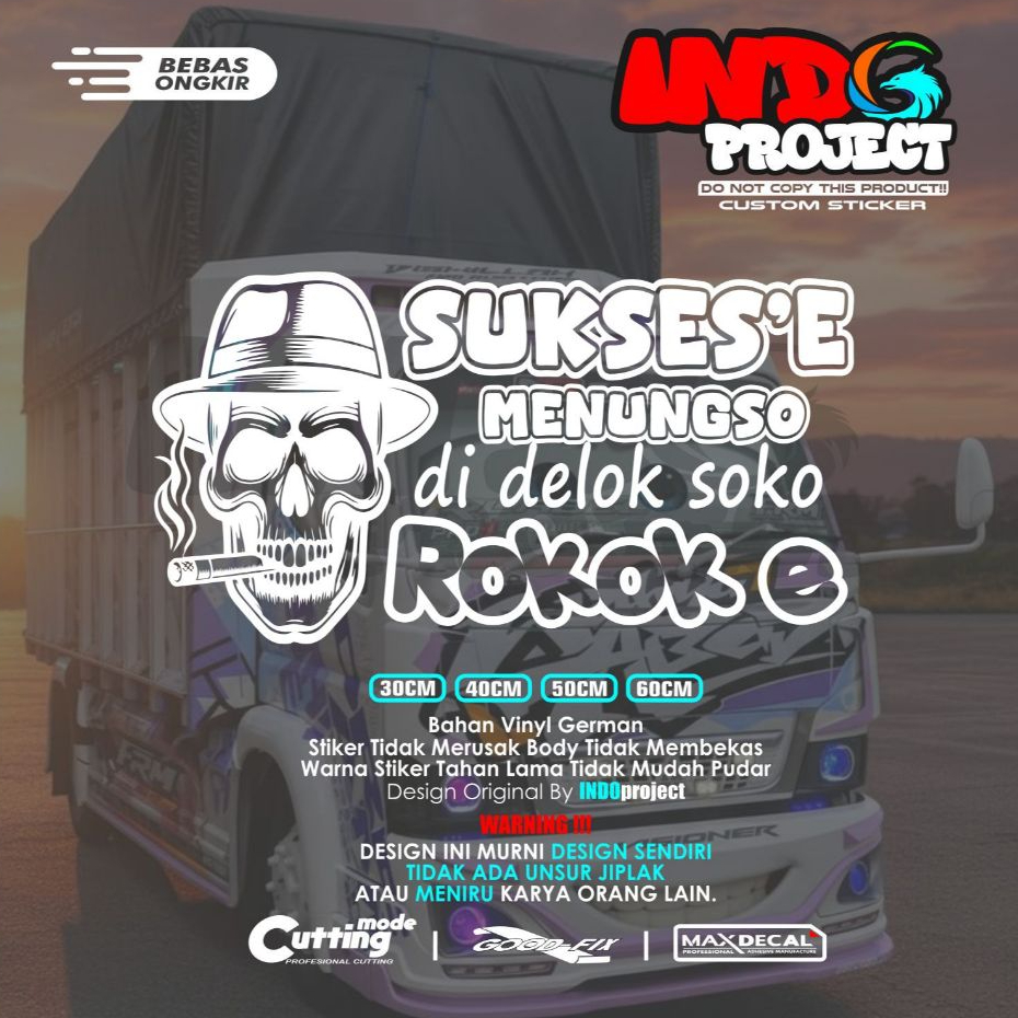 Stiker Viral cutting variasi kaca mobil pickup truk stiker mobil kata kata Sukses e menungso di delo