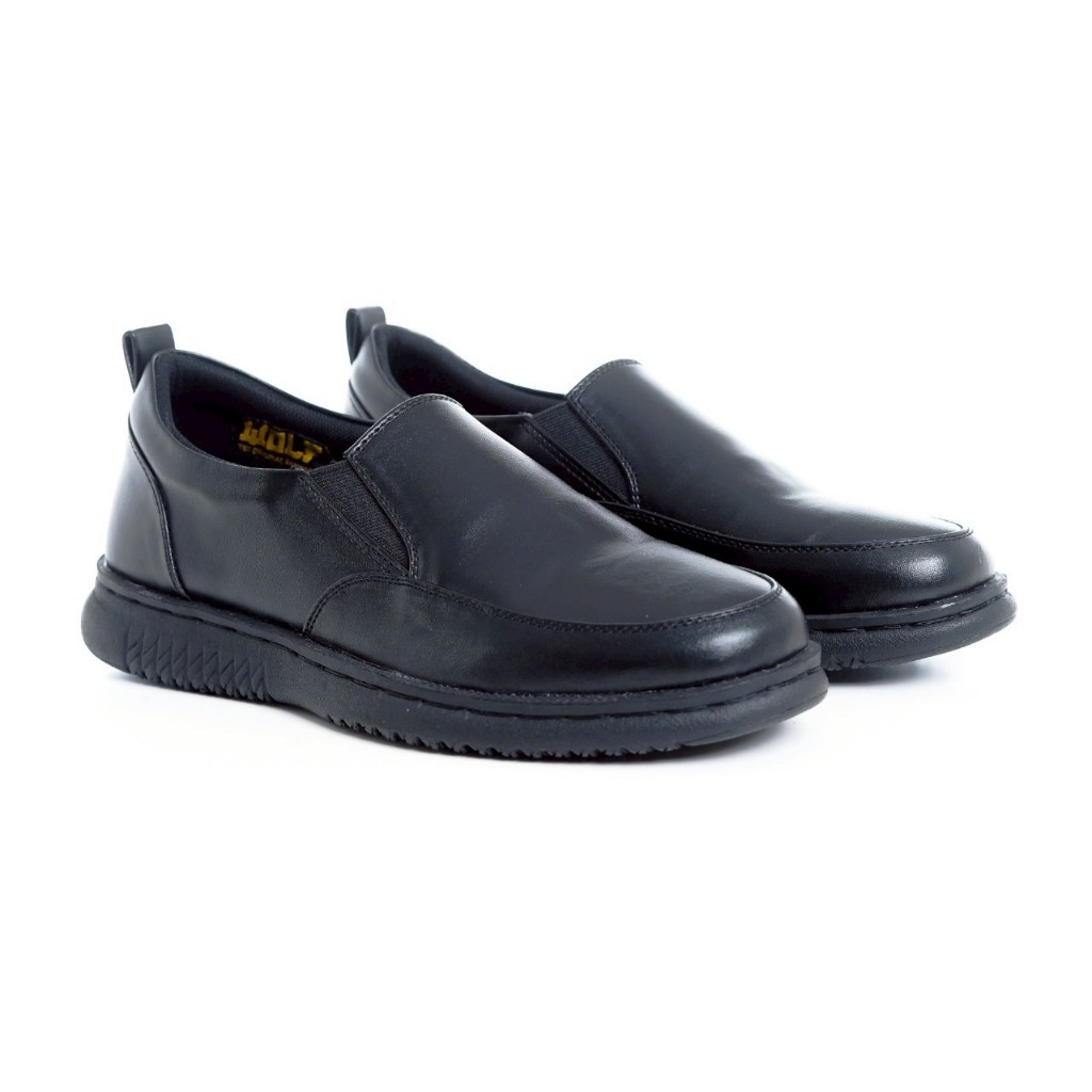 Sepatu Pria Formal wlf Smith Hitam Sepatu Kerja Slipon Slop Cowok Resmi