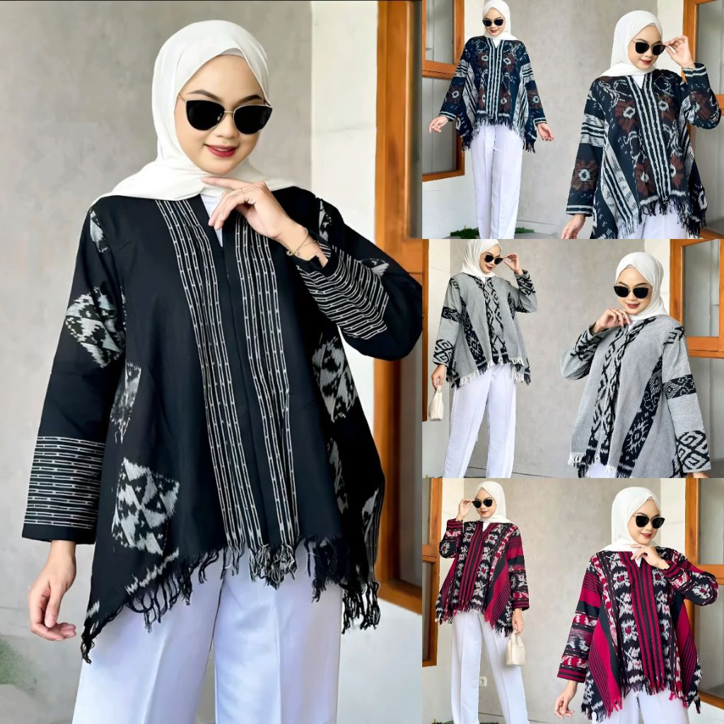 Blouse Tenun Troso, Baju Atasan Blouse Tenun Troso, Baju Blus Kerja Kantor Formal Tenun 84