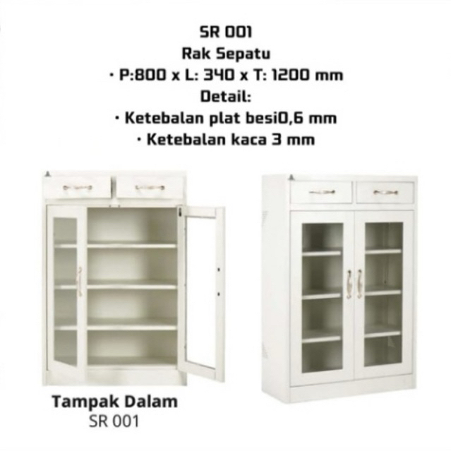 Lemari Sepatu Olymsteel 2 Pintu / Lemari Sepatu Besi / Lemari Besi Serbaguna / Lemari Besi Pintu Kac