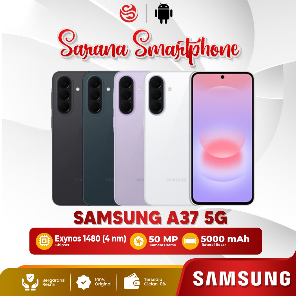 Samsung Galaxy A37 5G 8/128GB 8/256GB HP Android Super AMOLED Kamera 50MP Baterai Awet Garansi Resmi