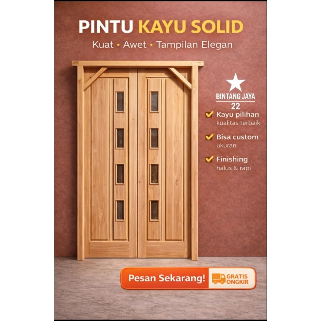 1 Set Pintu Utama Rumah Kupu Kupu Pintu Depan Rumah Kayu Mahoni Minimalis