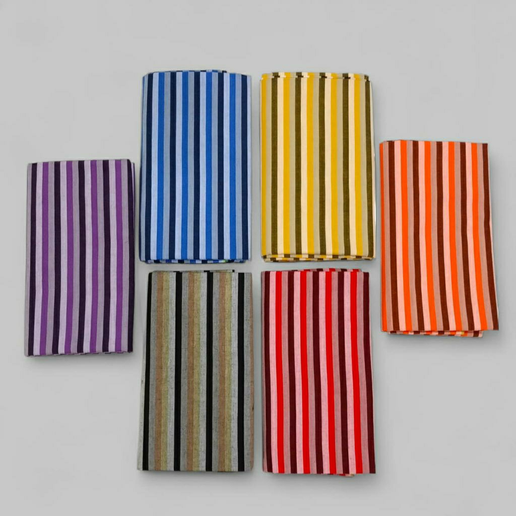 Kain Lurik Ungu Pink Biru Cerah / Kain Tenun Lurik Garis Blok Rainbow Series