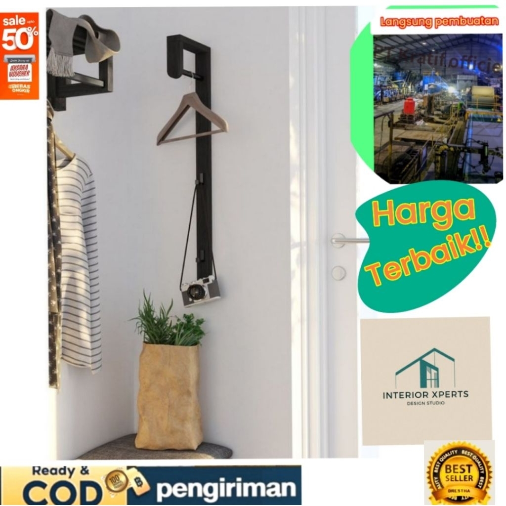 Gantungan baju panjang50cm bahan besi/gantungan jemuran baju exsotic/display gantungan baju antikara