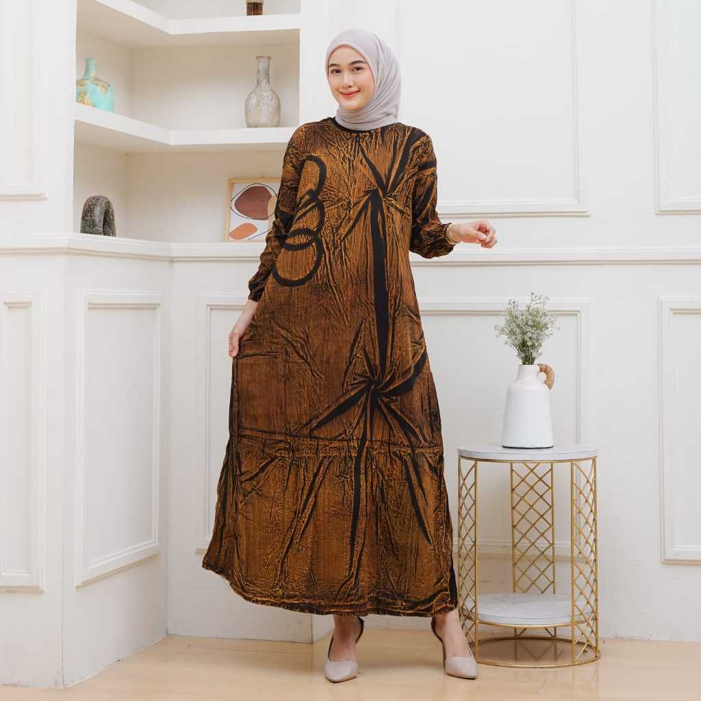GOLEK KENCONO - Gamis Busui Premium Motif Jeans Katun Rayon LD 115 CM