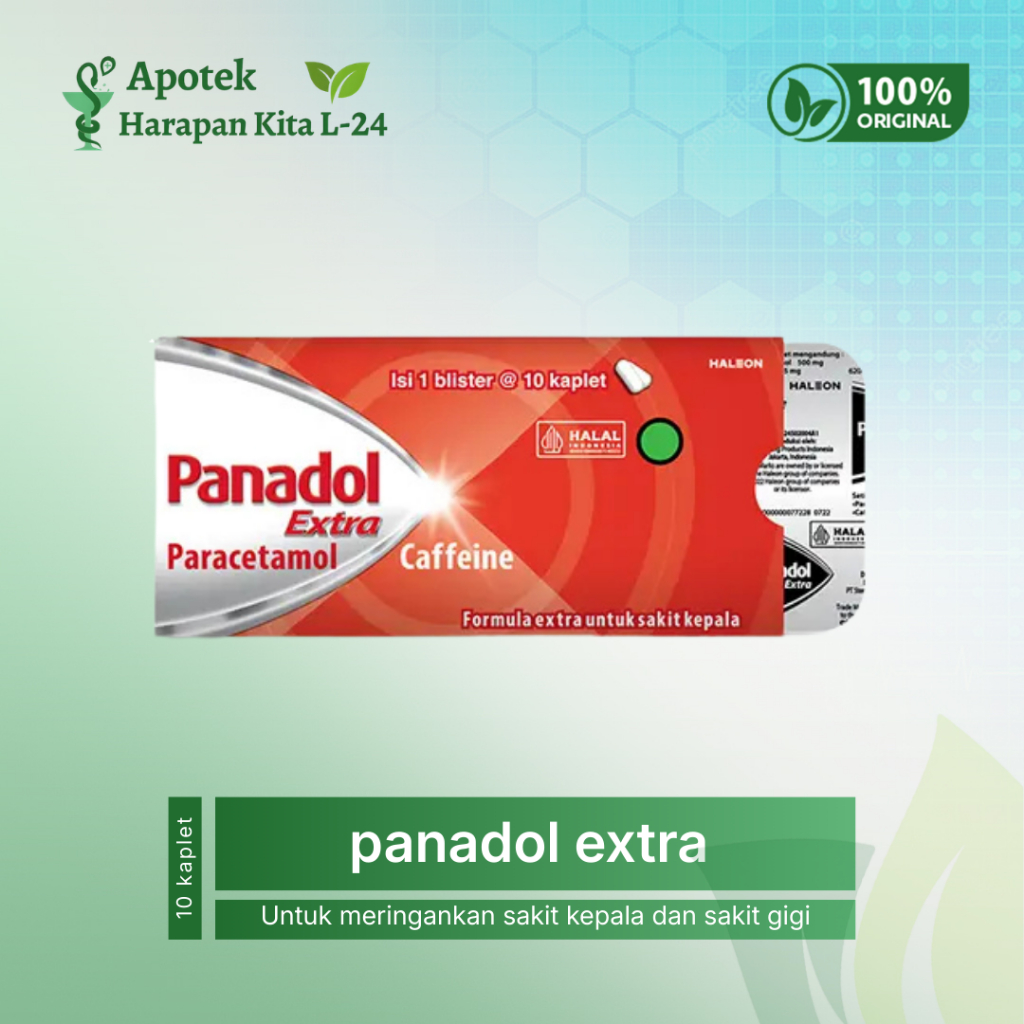Panadol Extra Kapsul 10 Tablet - Merah, Pereda Nyeri & Demam dengan Paracetamol dan Kafein - apotek 