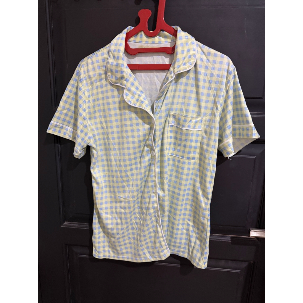 BAJU TIDUR KOTAK & SILK KUNING