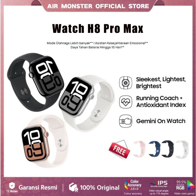 AIR MONSTER Series H8 SmartWatch 2.1 inci HD AMOLED Display Bluetooth iphone Call GPS NFC Waterproof