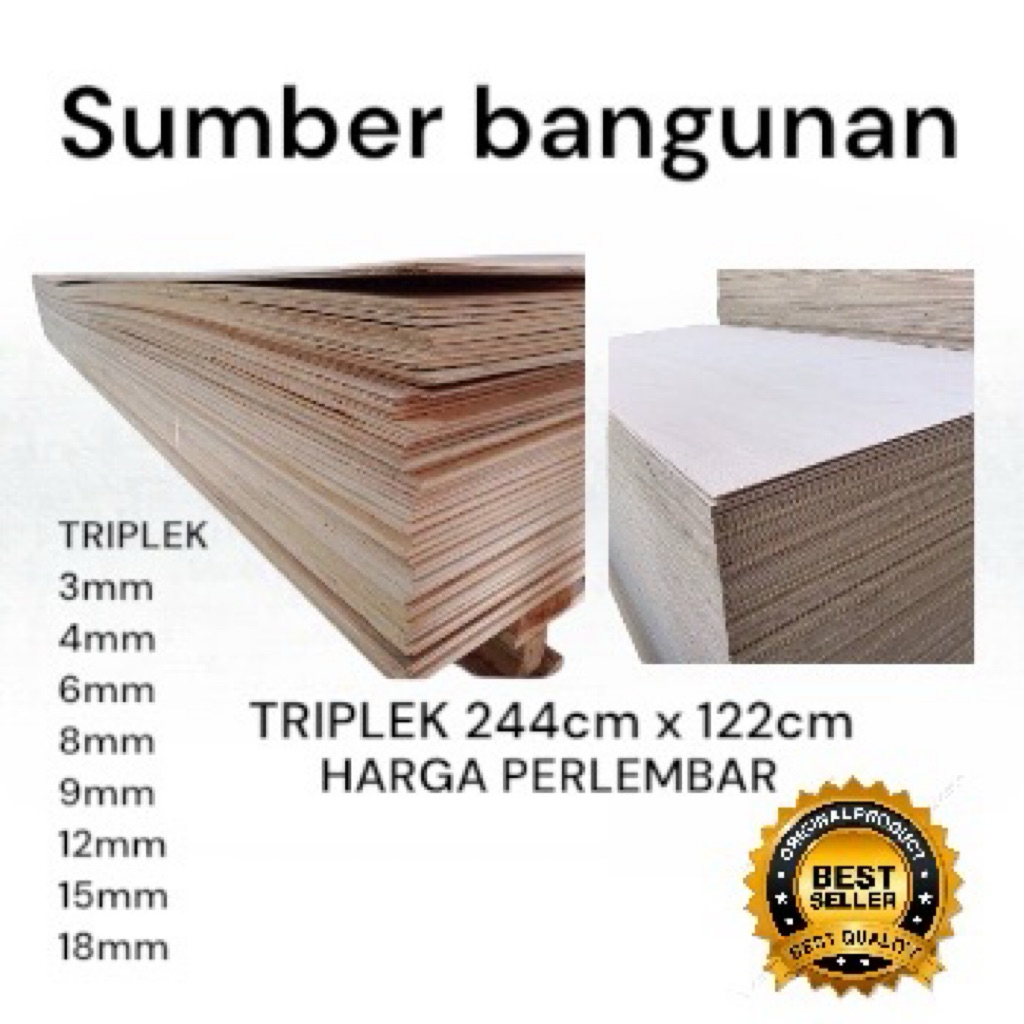Triplek MC 4mm-6mm-8mm-9mm 12mm 15mm 18mm KW1 - (Khusus Daerah Luar PEKANBARU, Harap Chat ADMIN Terl