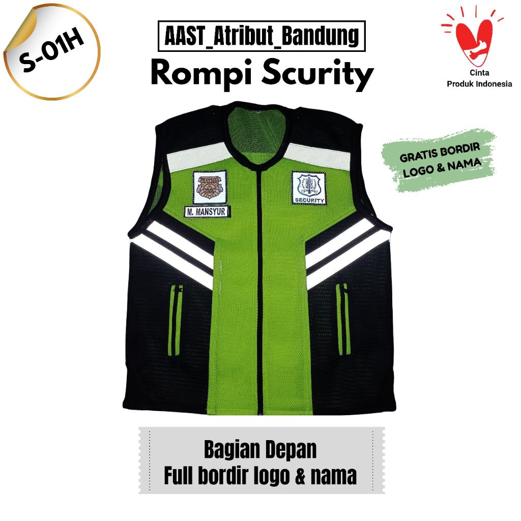 Rompi Scurity/Satpam Terbaru Gratis Bordir logo & Nama Dada