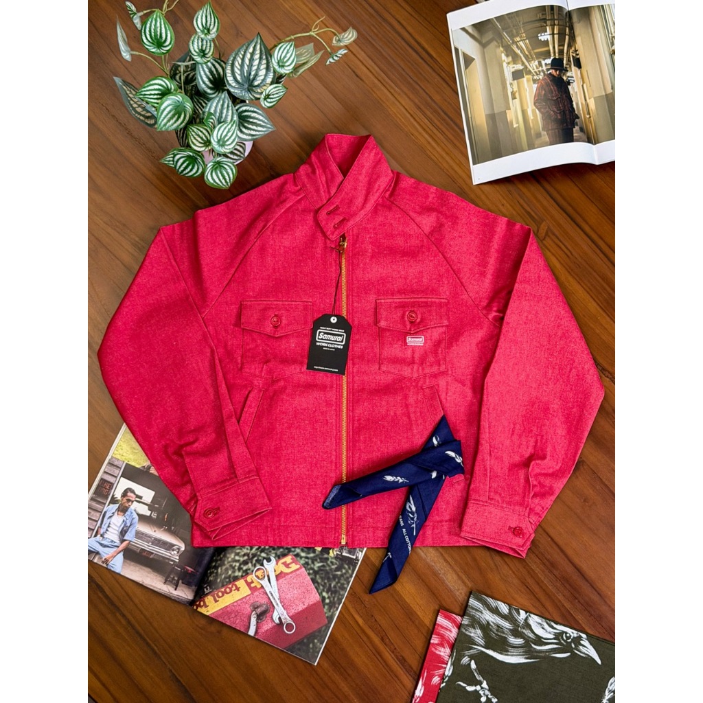 Samurai SWCJK25 - 10oz Red Denim Embroidery Jacket