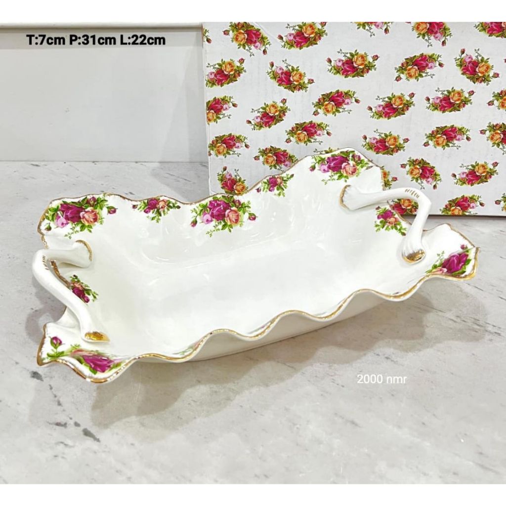 aneka piring saji keramik capodimonte motif royal / piring lauk capodimonte