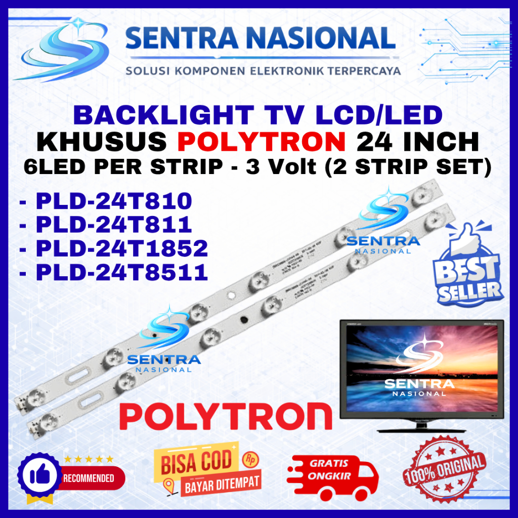 BACKLIGHT TV LED POLYTRON 24 INCH PLD24T810 PLD24T811 PLD24T1852 PLD24T8511 ORIGINAL | BACKLIGHT TV 