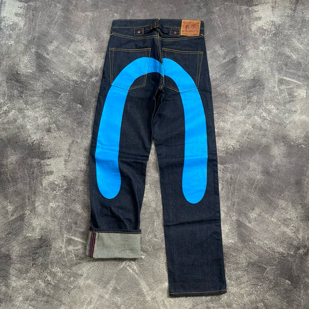 Celana Pants Evisu Selvedge Denim Jeans Big Logo Second Original
