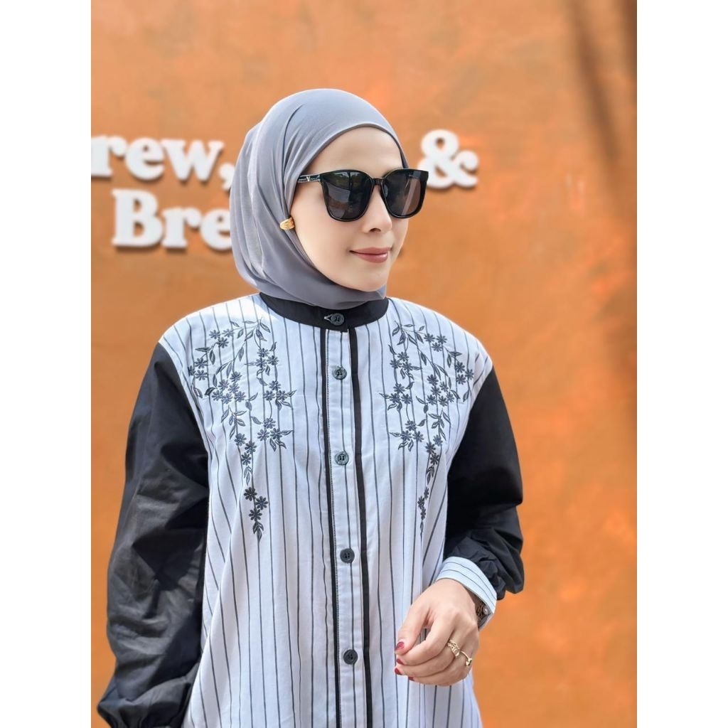 Gamis garis bordir gyl ori