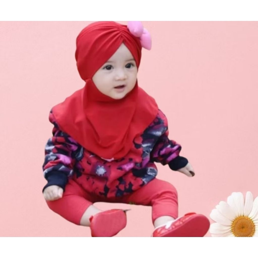 Jilbab Anak Bayi warna Merah