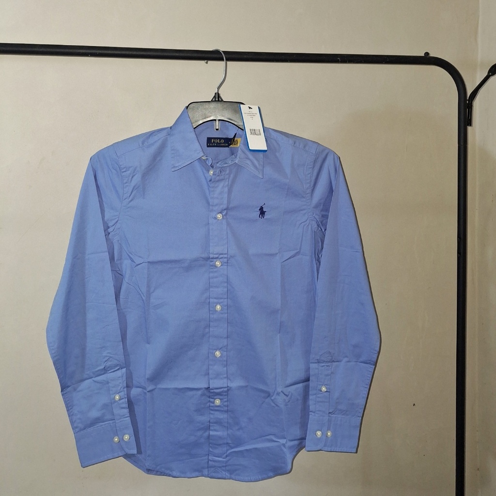 New Kemeja Blue Soft Polo Ralph Lauren Pria Wanita Cotton Original