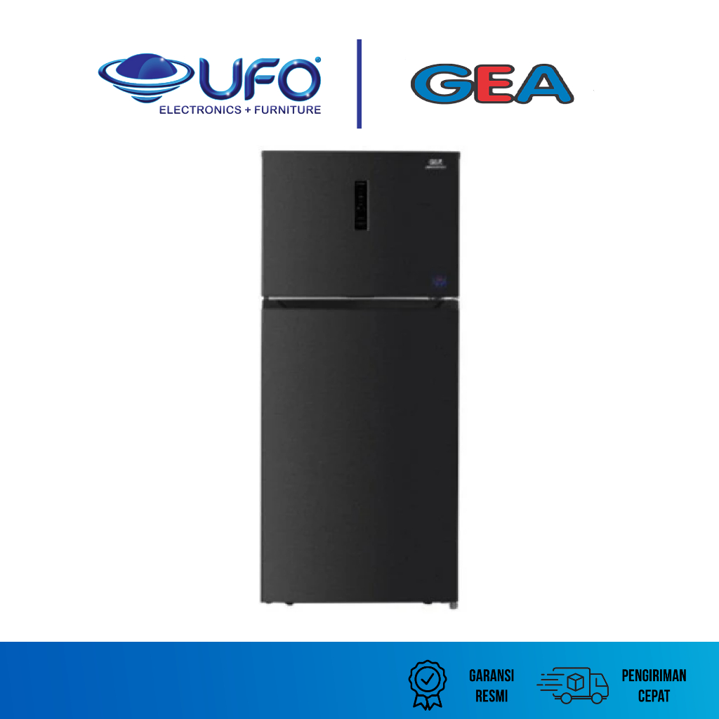 KULKAS GEA 2PINTU BLACK GLASS G2HD-448