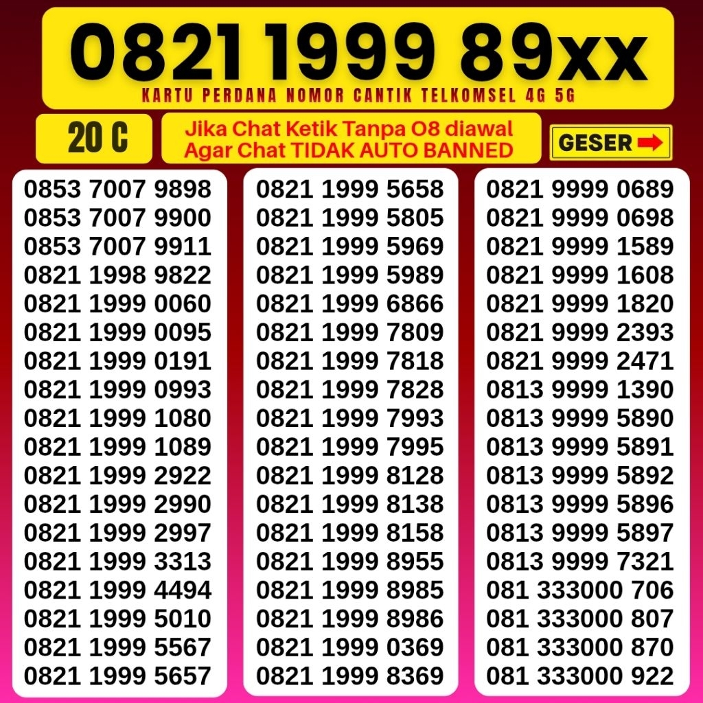 Nomor Cantik Simpati Telkomsel 4G 5G Kartu Perdana Telkomsel Simpati Nocan Simpati Nomer Cantik Telk