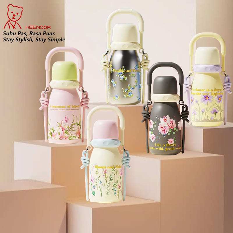 Termos Botol Minum Stainless Steel 3 Cara Minum Motif Bunga dan Sayuran  I  680ML I SUS 316L 2285/22