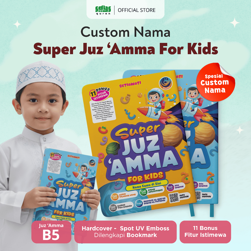 Alqosbah - Super Juz 'Amma for Kids - Juz Amma lengkap Ilustrasi, Tajwid, dan Terjemah 3 Bahasa