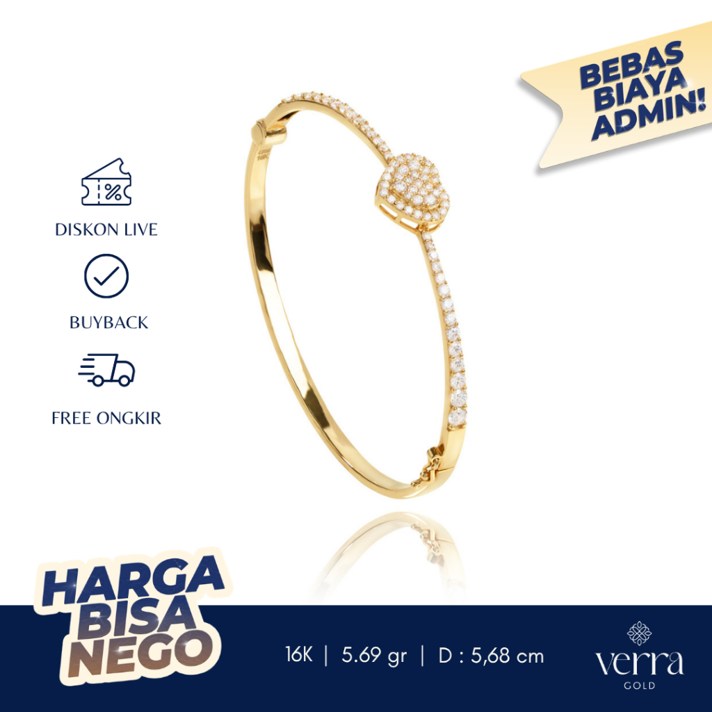 Gelang Emas Oval Bangle Petalyn 16K Yellow Gold - VERRA GOLD