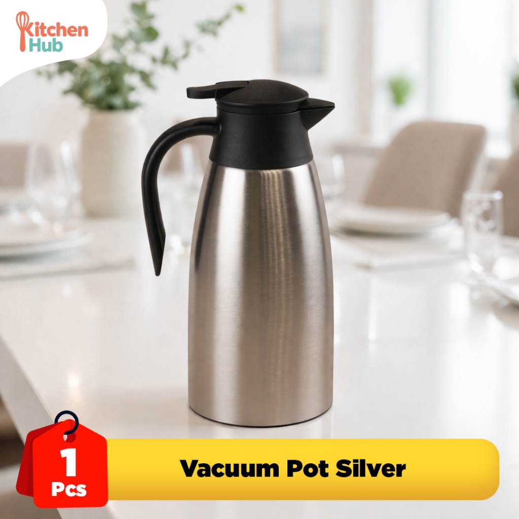KITCHEN HUB - Termos Vacuum Pot Air Panas dan Dingin Stainless Steel 2 Liter - Teko Ketel Coffee Pot