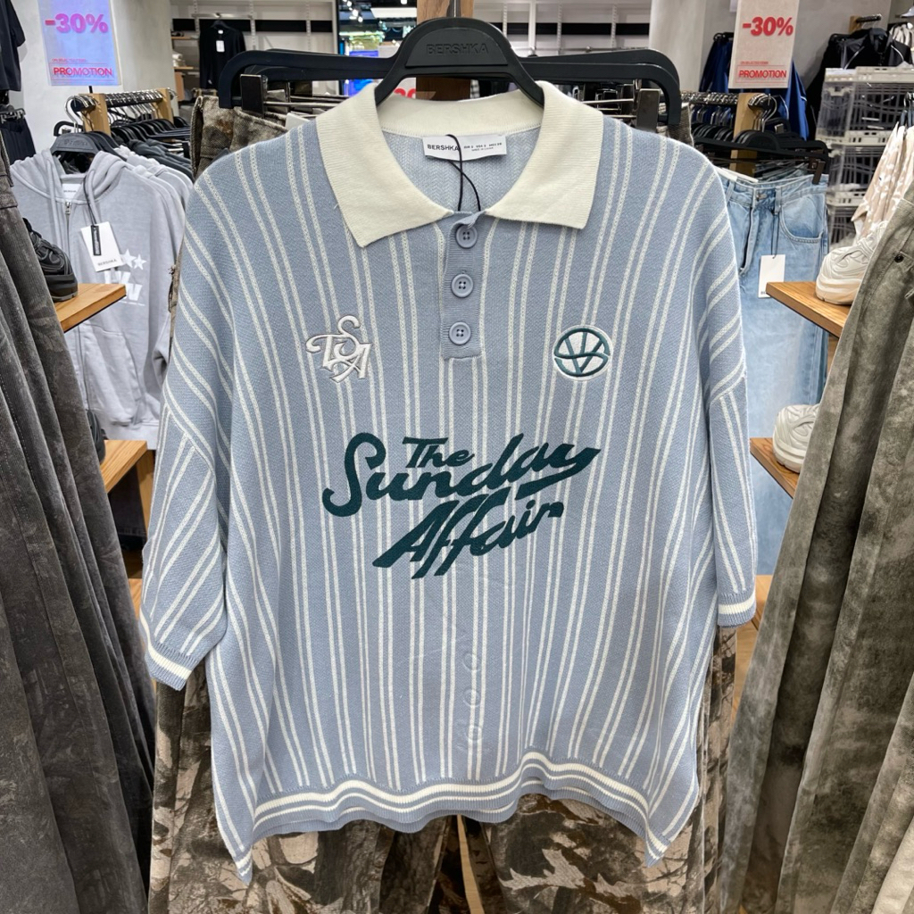 Polo Rajut Varsity BERSHKA MEN Jastip (jasa titip)