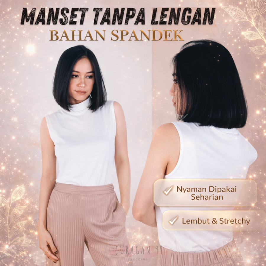 manset tanpa lengan wanita Manset buntung turtleneck Manset wanita Bahan adem dan nyaman Dipakai