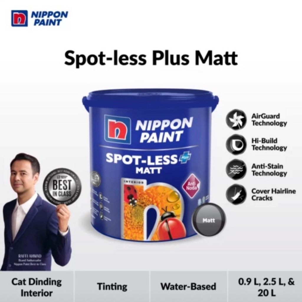 Nippon Paint Spotless Plus Matt 20L anti noda dan kuman/ cat premium interior dinding dalam