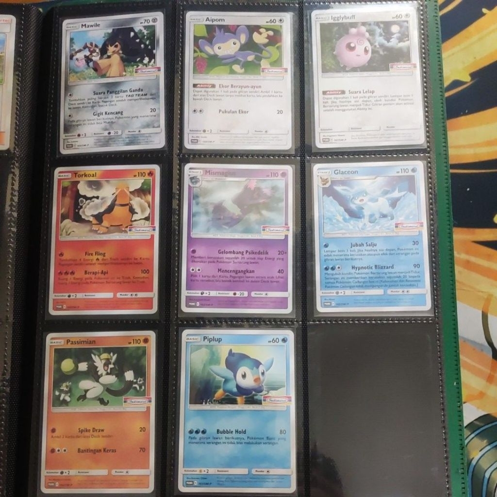 Paket Promo Indomaret 9 kartu pokemon tcg indo piplup glaceon igglybuff mawile aipom torkoal mismagi