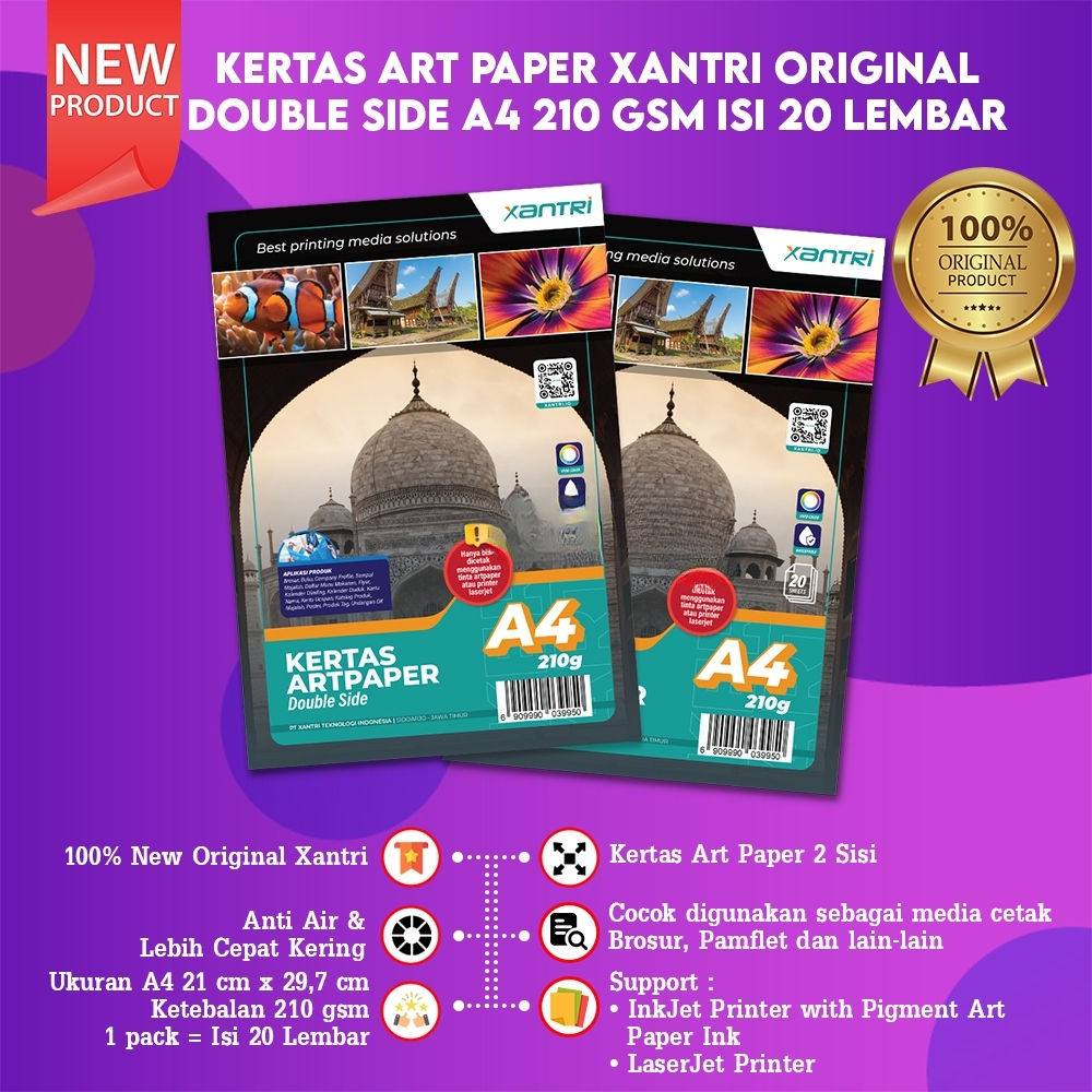 FixPrint Photo Paper 210gsm 20 Sheets Kertas Art Paper A4 210 gram 20 lembar Art Karton Xantri Origi
