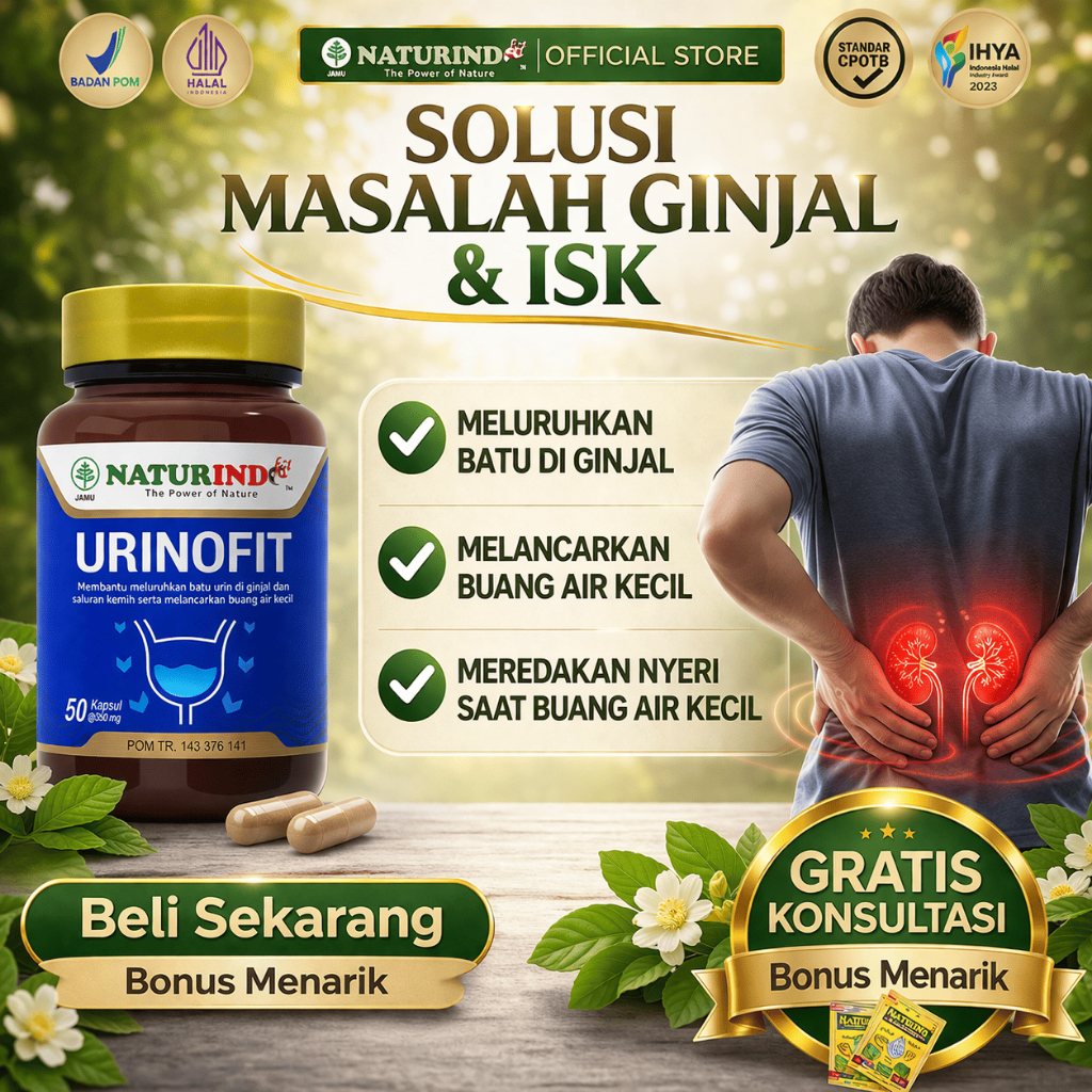 Obat Ginjal ISK Infeksi Saluran Kemih Nyeri Pinggang Kencing Berbusa Urinofit Naturindo