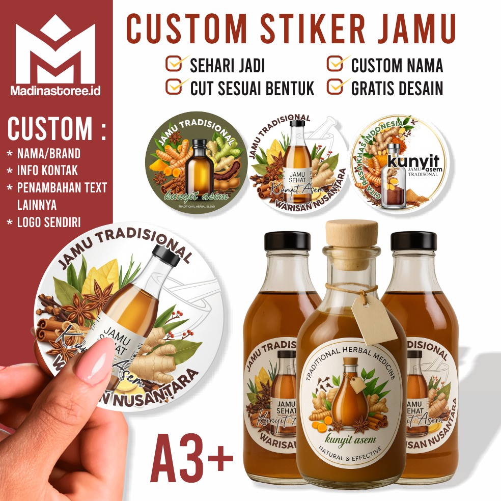 Isi 54 pcs stiker label jamu tradisional stiker botol jamu  stiker label kemasan / Stiker Botol