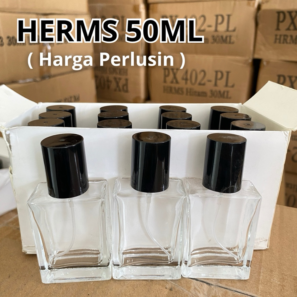 BOTOL HRMS 50ML DRAT ULIR ( PER LUSIN ) / Botol Kaca Parfum hrms 50ml Drat Ulir