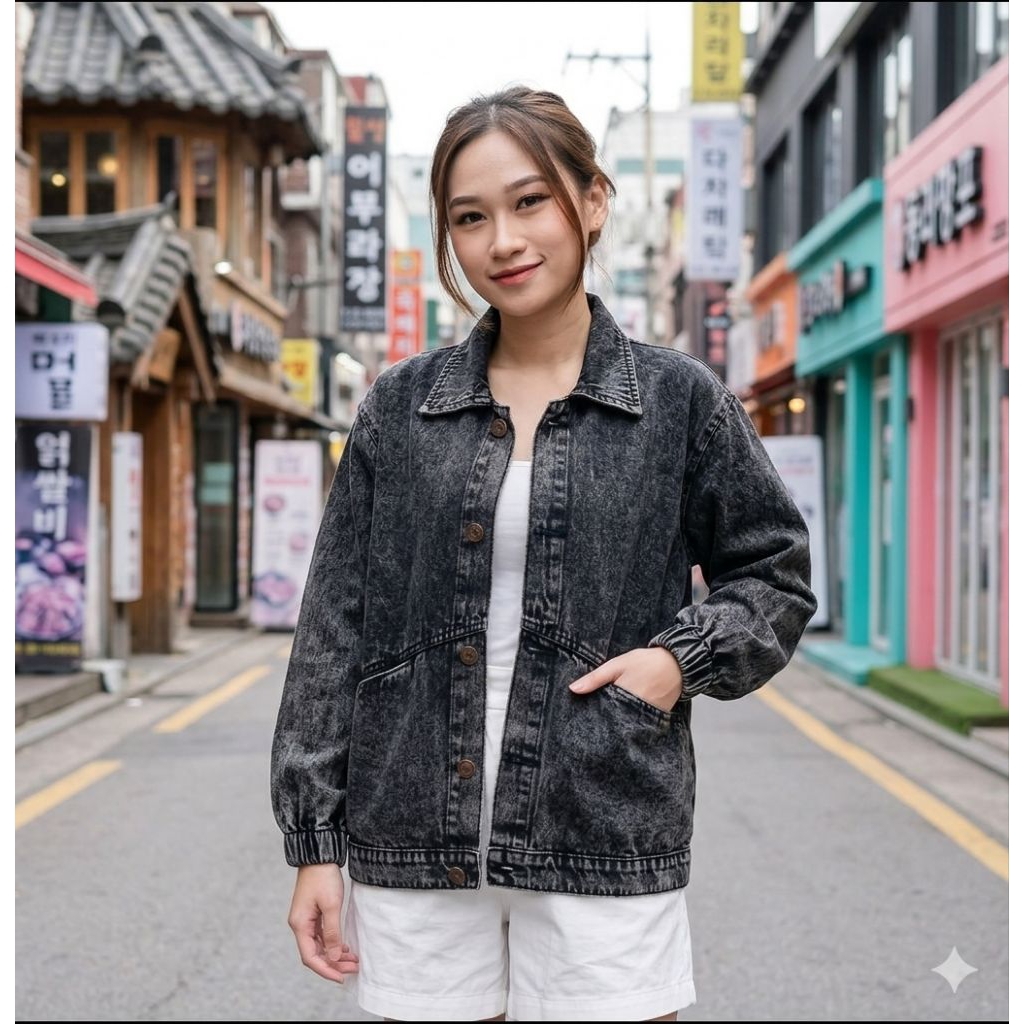 BEST SELLER Jaket Jeans Oversize Wanita LD 120 Premium Jaket Jeans Wanita Oversize