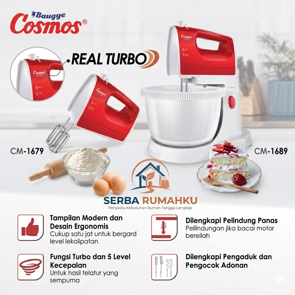 Cosmos Stand Mixer Real Turbo CM-1689 / Stand Mixer Real Turbo CM-1289 (STAND MIXER) GARANSI RESMI
