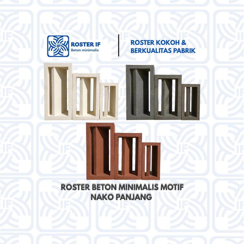 Roster beton minimalis | Roster nako panjang | Roster 2 sisi | Ventilasi udara | Loster beton minima