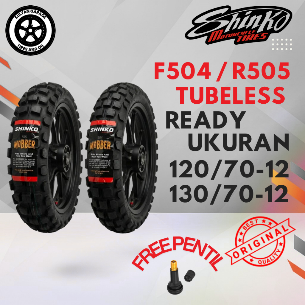 Paket / Satuan Ban Vespa Trail 120/70-12 & 130/70-12 Shinko F504 / R505 MOBBER Tubeless Import Mini 