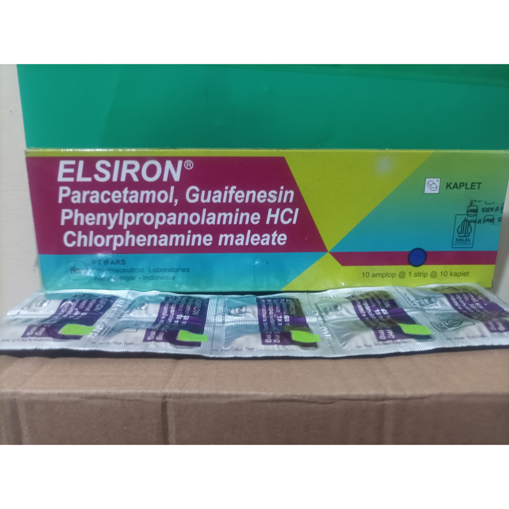 ELSIRON KAPLET 1 strip isi 10 kaplet obat untuk batuk pilek demam