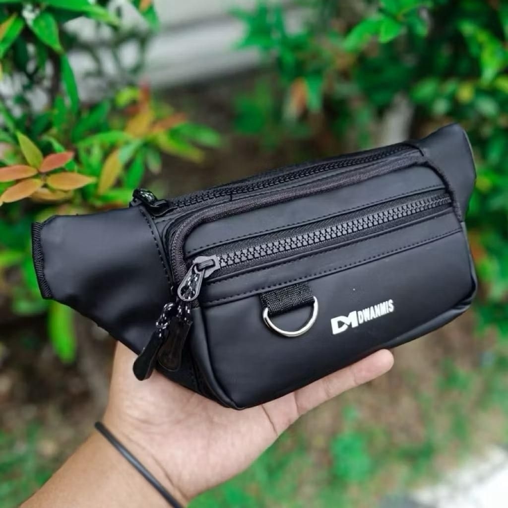 Waistbag Pria Waterproof Premium I| Slingbag Original DM || Tas Selempang Pria 3 Kantong Minimalis