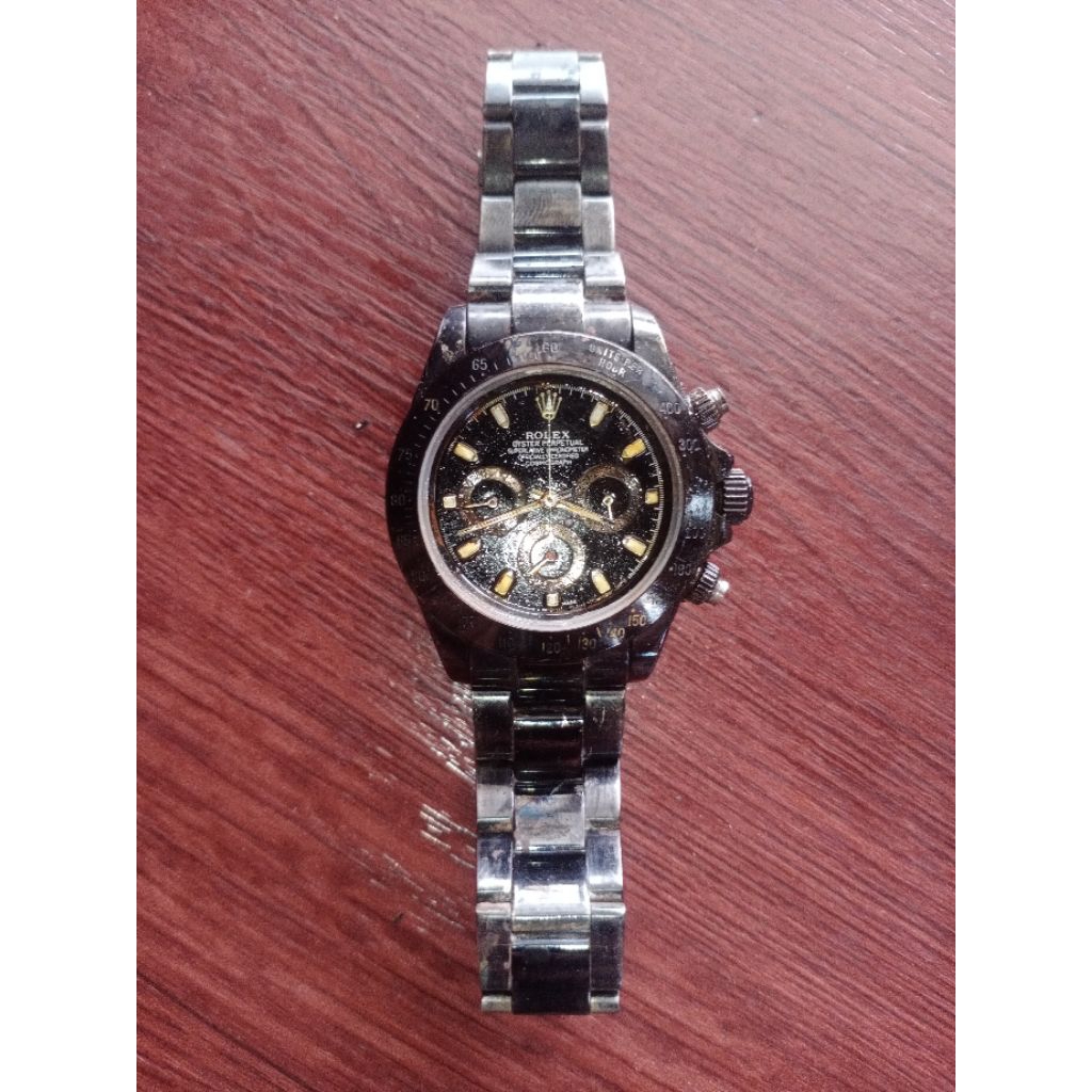 Jam Rolex Daytona Black Otomatis off