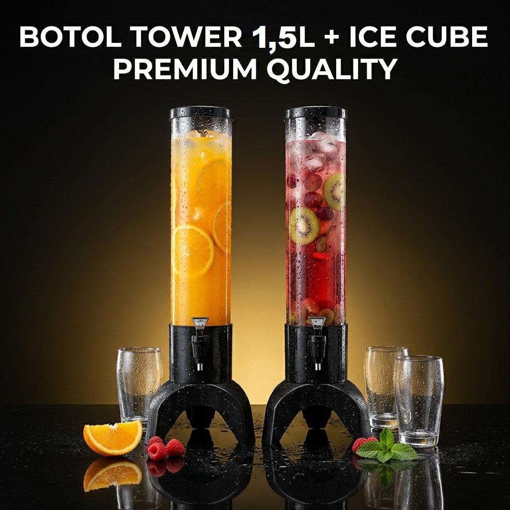 BERGARANSI Botol Tower Dispenser 1,5L Ice Cube Premium Quality Cocok Untuk Kafe Bar Resto Pub Bottle