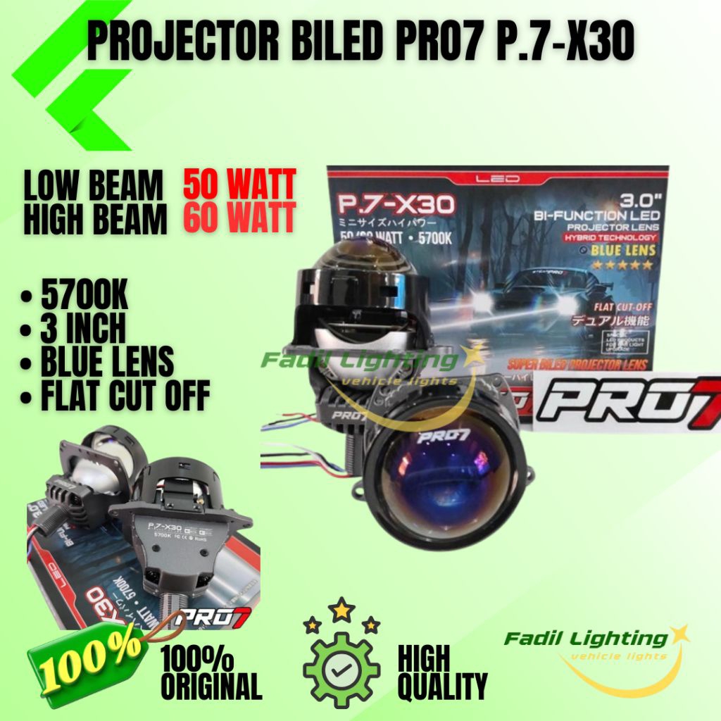 PREMIUM & HIGH QUALITY PROJECTOR BILED PRO7 P7-X30 BILED PROJECTOR PRO7 3 INCH 60W BLUE LENS BILED P