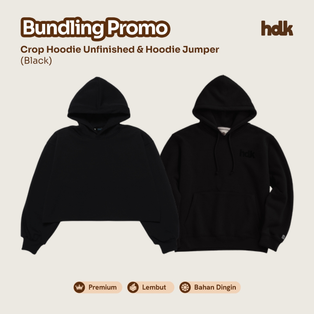 [PAKET COUPLE] Hoodieku 2 Hoodie Bundling Hoodie Jumper + Hoodie Crop Unfinished Berbahan Cloudweave