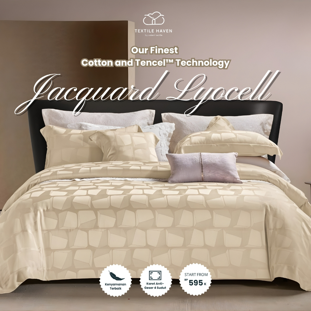 TextileHaven Sprei Set Jacquard Sutra Serat Bamboo Original 80s | Sprei KingKoil Sutra Emboss tinggi